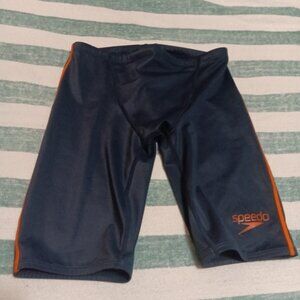 NWOT SPEEDO SWIM JAMMER, GRAY WITH ORANGE JAPANESE SIZE "O", (33"-34")